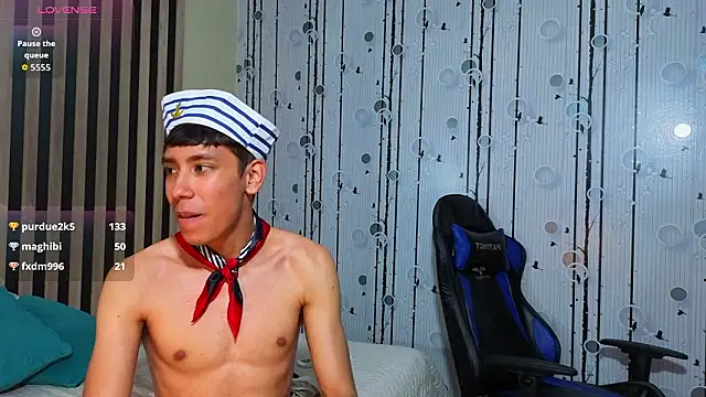 neo_twink (M young) - Sailor day - Jerking my cock with gloves