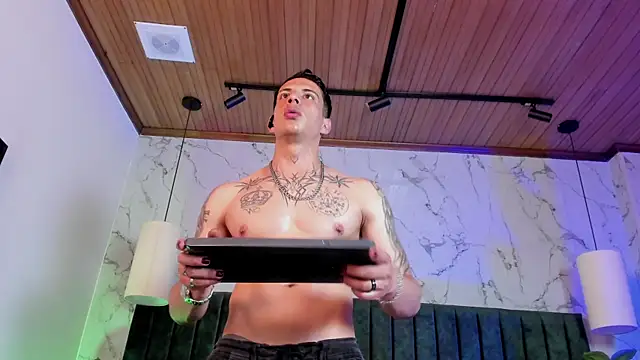 dustin_sonne (M young) - full naked  strip  , flex oil show