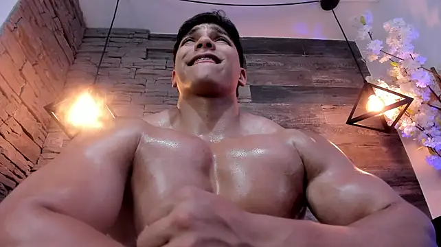 jacobstonne (M young) - flexing muscles with oil